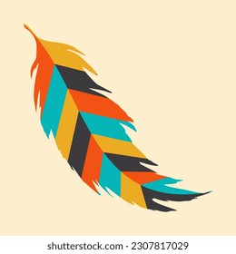 Vektorgrafik von Federn mit typischen Apache-Stammesmustern, die gut für Poster geeignet sind, wenn ein amerikanischer Tag im Gange ist