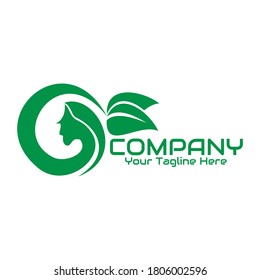 illustration vector graphic of female head logo with green leaves, perfect for beauty logo, boutique, fashion, company, etc.