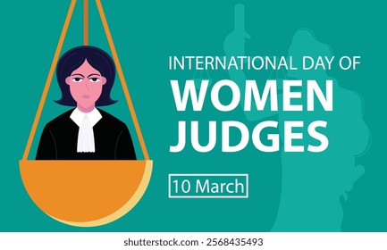 illustration vector graphic of a female judge on the scales, perfect for international day, women judges, celebrate, greeting card, etc.