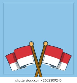 Illustration vector graphic of a festive background featuring Indonesian flags, perfect for greeting cards, banners, and posters celebrating Indonesia's Independence Day.