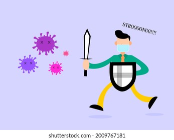 Gráfico vectorial de ilustración de la lucha contra el brote de virus