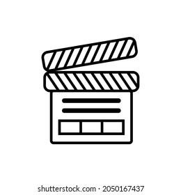 Illustration vector graphic of film shooting. Black icon sign. Great for movie logos. Simple flat image.