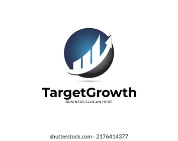 Illustration vector graphic of financial target growth logo designs concept. Perfect for financial, accounting, marketing, business, advisor, stock, market, investment, trading, corporate.