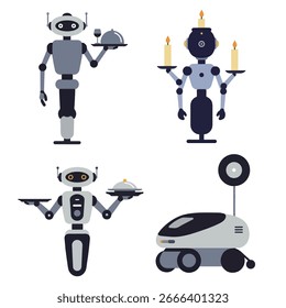 illustration vector graphic of fine dinning assistant robots