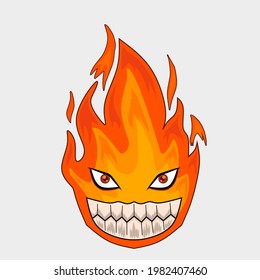 Illustration vector graphic of fire angry expression suitable for logo, character, mascot and other 