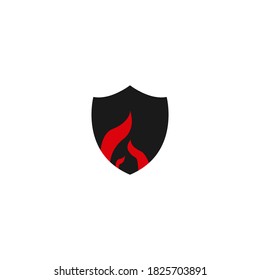 Illustration Vector Graphic of Fire Black Shield Logo