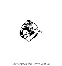 Illustration vector graphic of fire departmen icon, black and white