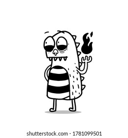 illustration vector graphic of Fire-strength cartoon monsters Great for colored books and other