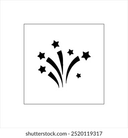 Ilustración Vector gráfico de icono de fuegos artificiales, blanco y negro