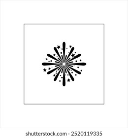 Ilustração vetor gráfico de ícone de fogos de artifício, preto e branco