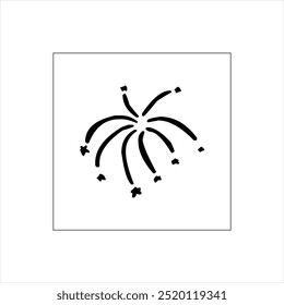 Illustration vector graphic of fireworks icon, black and white