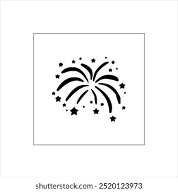 Illustration vector graphic of fireworks icon, black and white