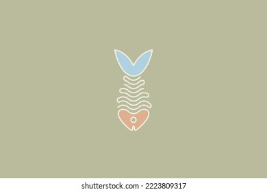 Illustration vector graphic of fish bone unique colored line art