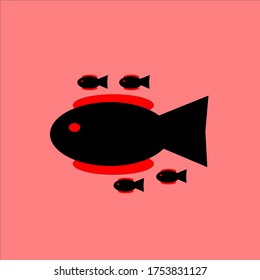 gráfico vectorial de ilustración de diseño de peces con fondo rojo
