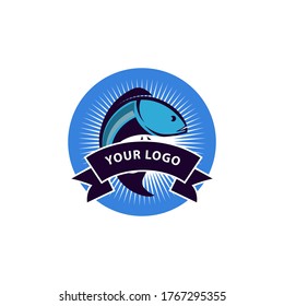 illustration vector graphic of fish emblem isolated in white background suitable for fishing club, fishing tournament logo