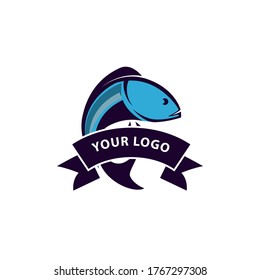 illustration vector graphic of fish emblem isolated in white background suitable for fishing club, fishing tournament logo