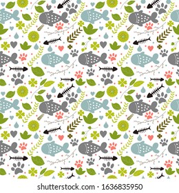illustration vector graphic of fish and flowers fit to place background,wallpaper,pattern,seamless pattern,tekstill, etc.