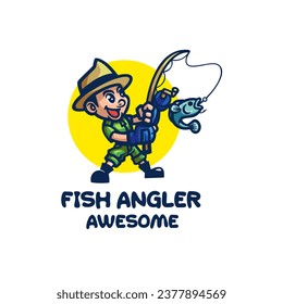 Illustration vector graphic of Fishing Angler, good for logo design