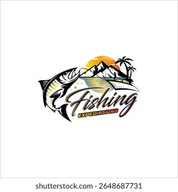 Illustration vector graphic of a fishing logo design template 