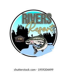 Illustration Vector graphic of fishing, resort logo