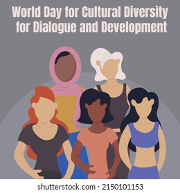 illustration vector graphic of five women with different looks, perfect for world day for cultural diversity for dialogue and development, celebrate, greeting card, etc.