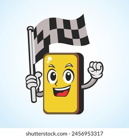 illustration vector graphic of Flag raising to start the car race cartoon logo