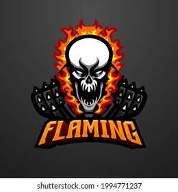 ilustración vectorial gráfico del logo de la mascota Flaming Skull perfecto para el equipo deportivo y de deportes electrónicos