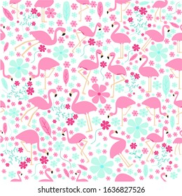 illustration vector graphic of flamingo and flowers fit to place background, wallpaper, pattern, seamless pattern, tekstil, etc.