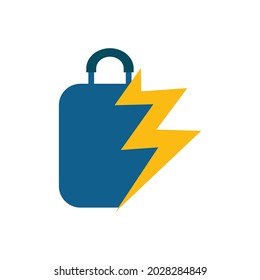 Gráfico vectorial de ilustración del logotipo de maleta flash. Perfecto para la compañía tecnológica