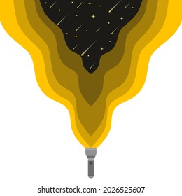 Illustration vector graphic of flashlight paper cut out effect. Perfect to infographic, etc.