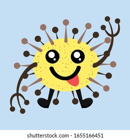 Illustration vector graphic of flat cartoon character icon design isolated on light blue background. Bacteriology concept design. Cartoon microbes. Cute cartoon germ in flat style design. vector EPS10