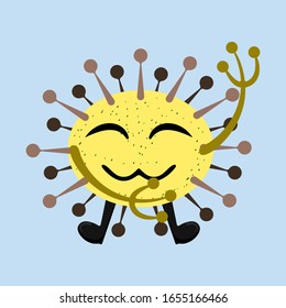 Illustration vector graphic of flat cartoon character icon design isolated on light blue background. Bacteriology concept design. Cartoon microbes. Cute cartoon germ in flat style design. vector EPS10