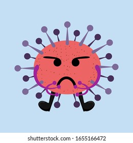 Ilustración vectorial gráfico de diseño de icono de caricatura plana aislado en fondo azul claro. Diseño conceptual de bacteriología. Microbios de dibujos animados. Gérmenes de dibujos animados en diseño plano. EPS10 vectorial
