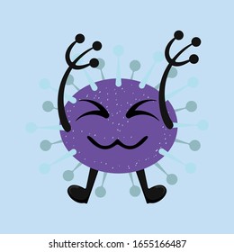 Illustration vector graphic of flat cartoon character icon design isolated on light blue background. Bacteriology concept design. Cartoon microbes. Cute cartoon germ in flat style design. vector EPS10