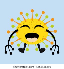 Ilustración vectorial gráfico de diseño de icono de caricatura plana aislado en fondo azul claro. Diseño conceptual de bacteriología. Microbios de dibujos animados. Gérmenes de dibujos animados en diseño plano. EPS10 vectorial
