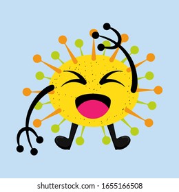 Ilustración vectorial gráfico de diseño de icono de caricatura plana aislado en fondo azul claro. Diseño conceptual de bacteriología. Microbios de dibujos animados. Gérmenes de dibujos animados en diseño plano. EPS10 vectorial