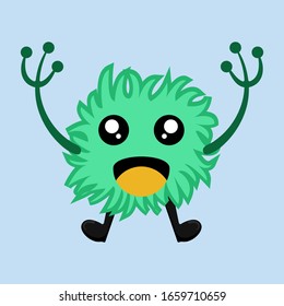 Illustration vector graphic of flat cartoon character icon design isolated on light blue background. Bacteriology concept design. Cartoon microbes. Cute cartoon germ in flat style design. vector EPS10