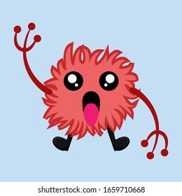 Illustration vector graphic of flat cartoon character icon design isolated on light blue background. Bacteriology concept design. Cartoon microbes. Cute cartoon germ in flat style design. vector EPS10