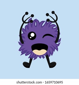 Illustration vector graphic of flat cartoon character icon design isolated on light blue background. Bacteriology concept design. Cartoon microbes. Cute cartoon germ in flat style design. vector EPS10