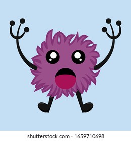 Illustration vector graphic of flat cartoon character icon design isolated on light blue background. Bacteriology concept design. Cartoon microbes. Cute cartoon germ in flat style design. vector EPS10