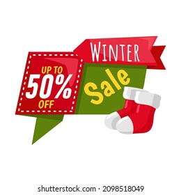 illustration vector graphic Flat design christmas sale up to 50 percent winter sale