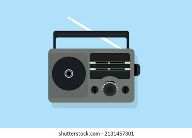 Illustration Vector Graphic Flat Design of Retro Classic Radio 90’s Vibe. Suitable for creative industries, multimedia, entertainment, and other related businesses.