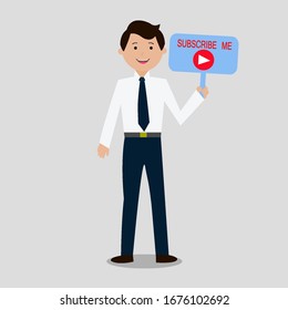 Illustration Vector Graphic Of Flat man Subscribe Me