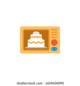 illustration vector graphic of flat microwave icon with cake. perfect for design complementary elements, pattern design objects, etc.