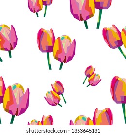 Illustration vector graphic of floral seamless pattern, tulip flower vector background