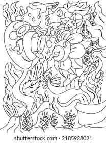 Gráfico De Vector De Ilustración De Esbozo De Flor Mejor Concordancia Buena Para Libro De Colores