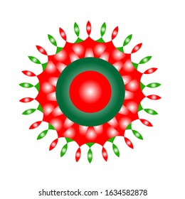 illustration vector graphic of flower logo with a red and green dot in the middle. fit for logo or symbols