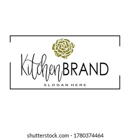Illustration, Vektorgrafik des Blumenlogos mit Erstküche. gutes Restaurant-Logo