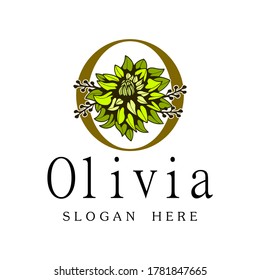 Illustration vector graphic of flower logo with initial Olivia. good for boutique , sallon , tailor, studio and spa logo