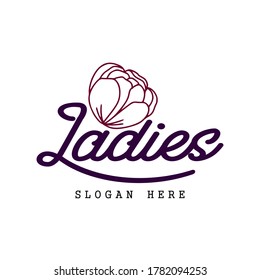 Illustration vector graphic of flower logo with initial Ladies. good for boutique , sallon , tailor, studio and spa logo